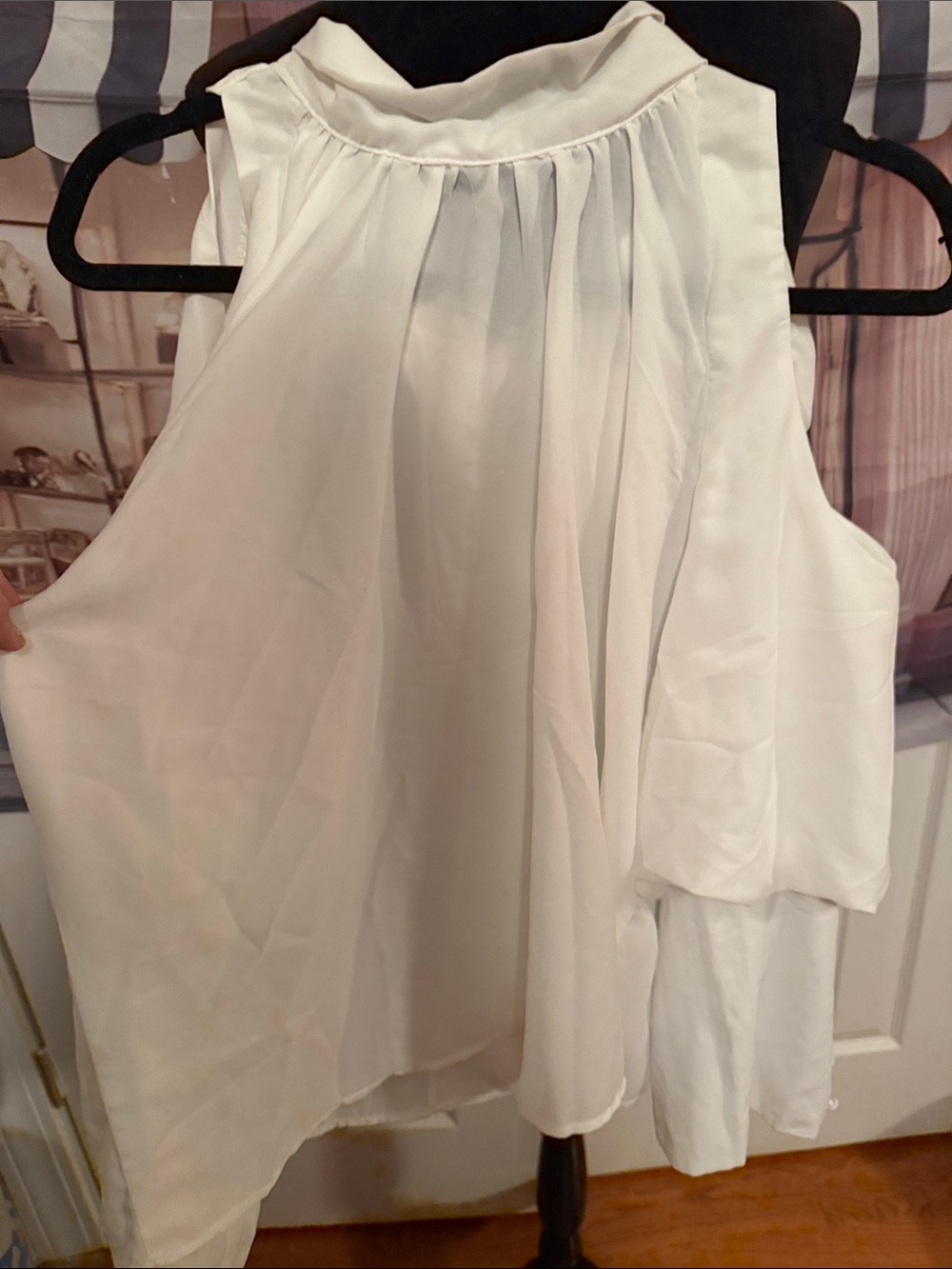 CBR White Sleeveless Pleated Halter Neck Top